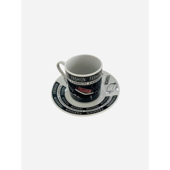 Vintage FASHION 12 pc Silver Holder Black White Red Coffee Set Coffee Shots Mugs - Picture 4 of 6